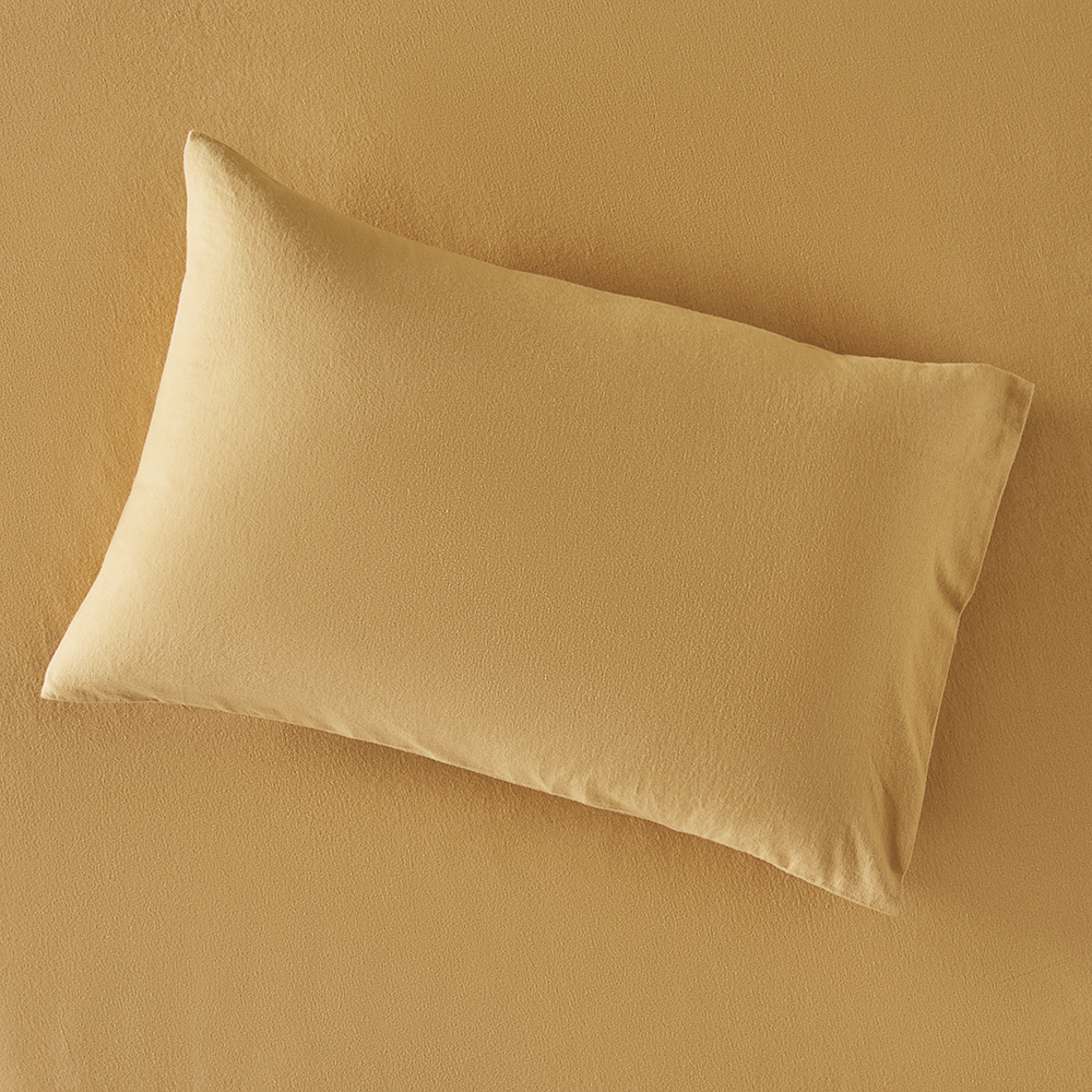 Flannelette Mustard Plain Dye Pillowcases Adairs