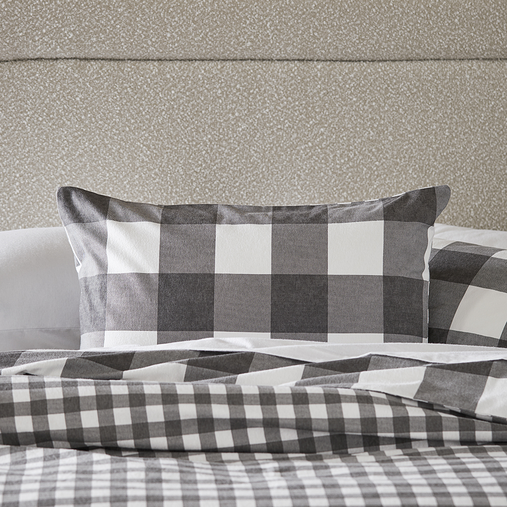 Flannelette Charcoal Check Printed Quilt Cover Set Adairs