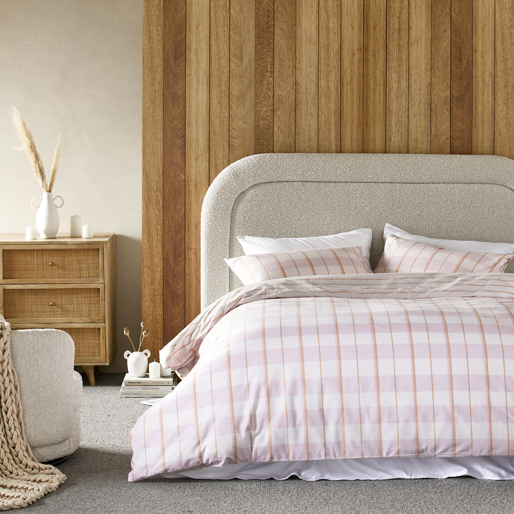 Flannelette Zara Check Pink Printed Quilt Cover Set Adairs