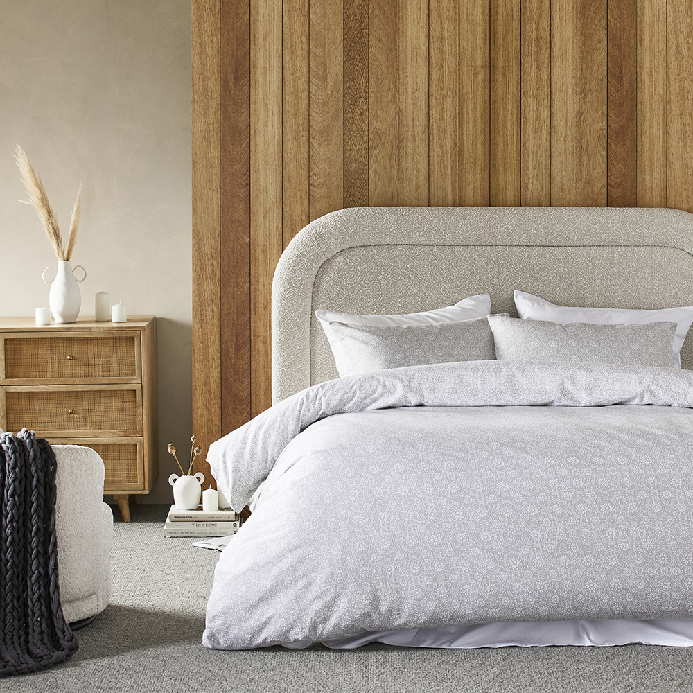 Flannelette Printed Moroccan Tile Silver Quilt Cover Set Adairs