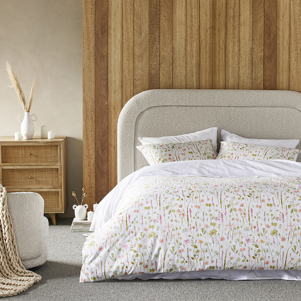 Flannelette Printed Wild Flower White Quilt Cover Set Adairs