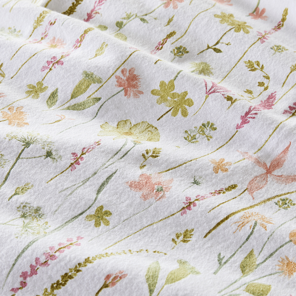 Flannelette Printed Wild Flower White Quilt Cover Set Adairs