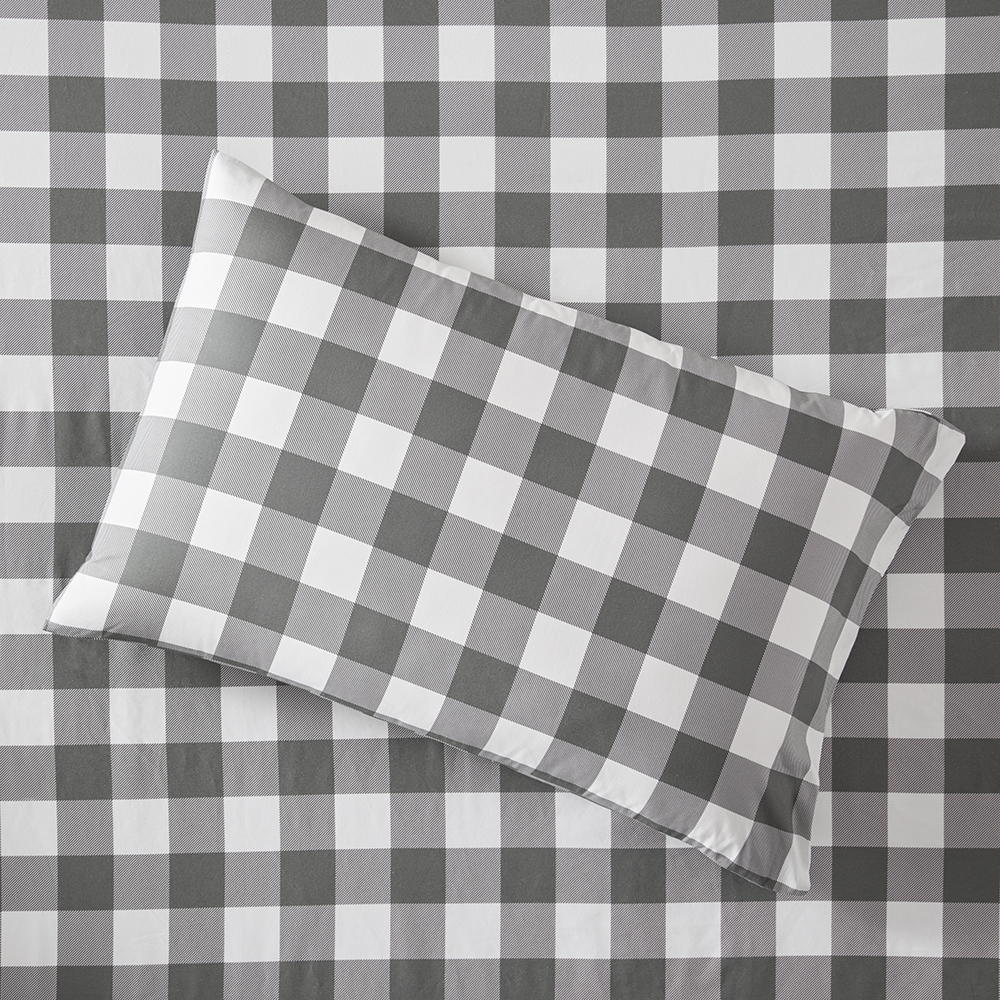 Flannelette Charcoal Check Printed Pillowcases Adairs