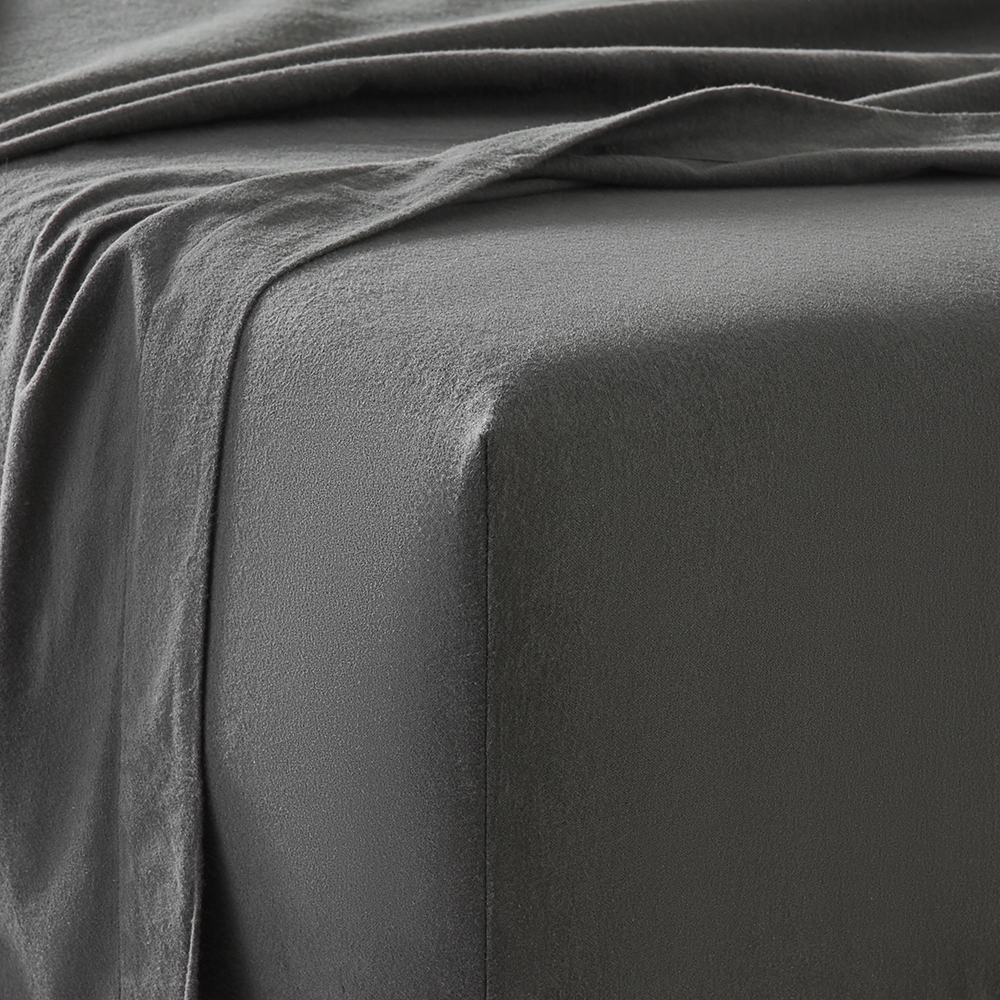 Flannelette Charcoal Plain Dye Sheet Set Adairs