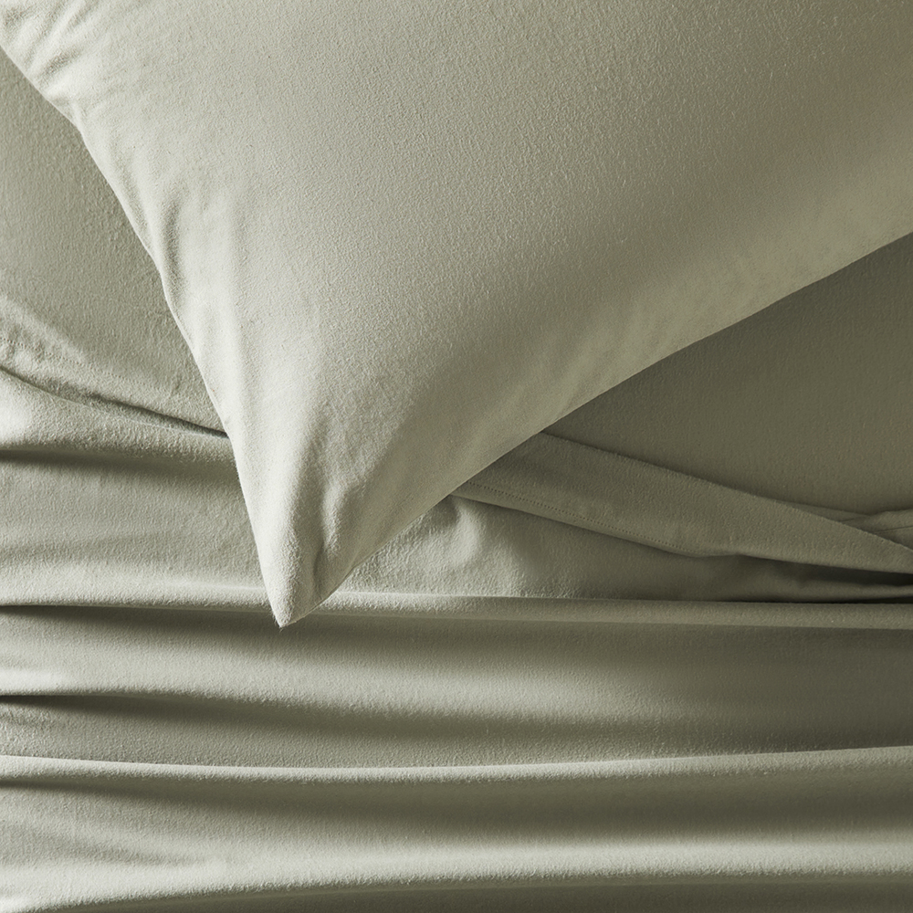 Flannelette Soft Green Plain Dye Sheet Set Adairs