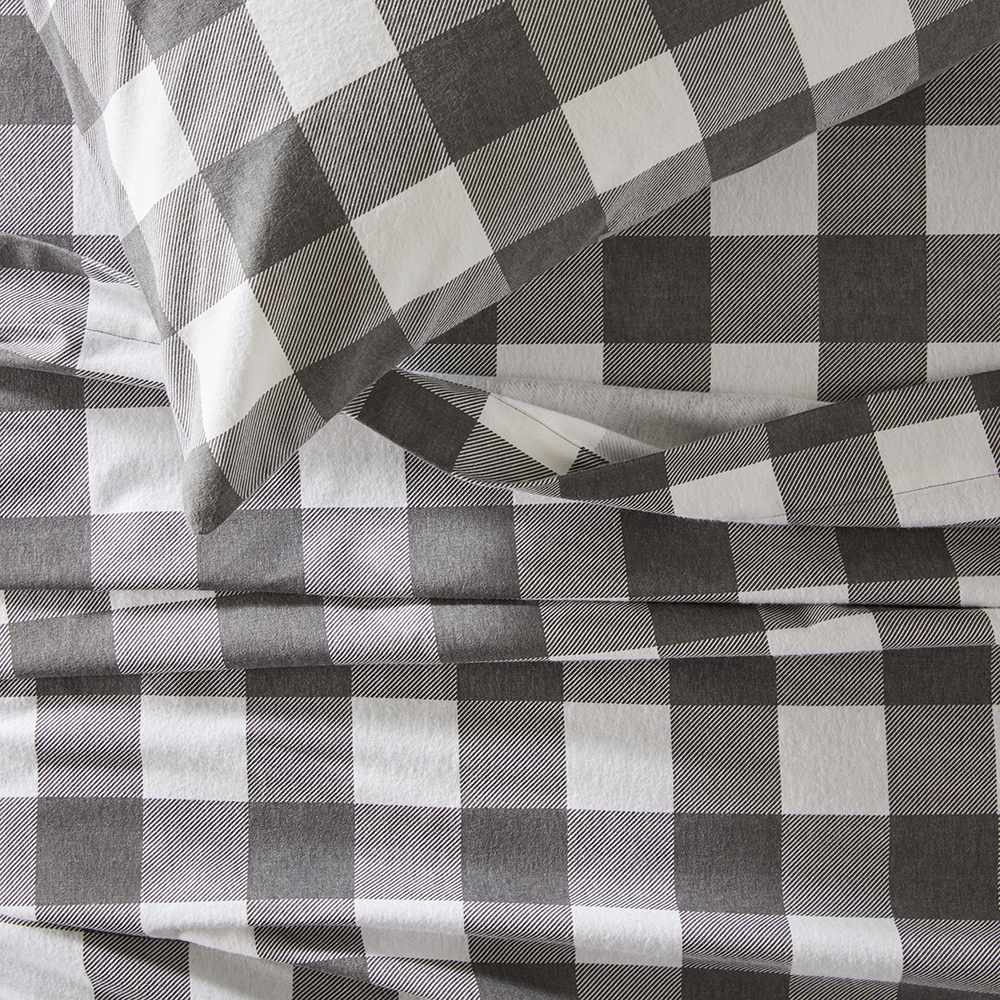 Flannelette Charcoal Check Printed Sheet Set Adairs