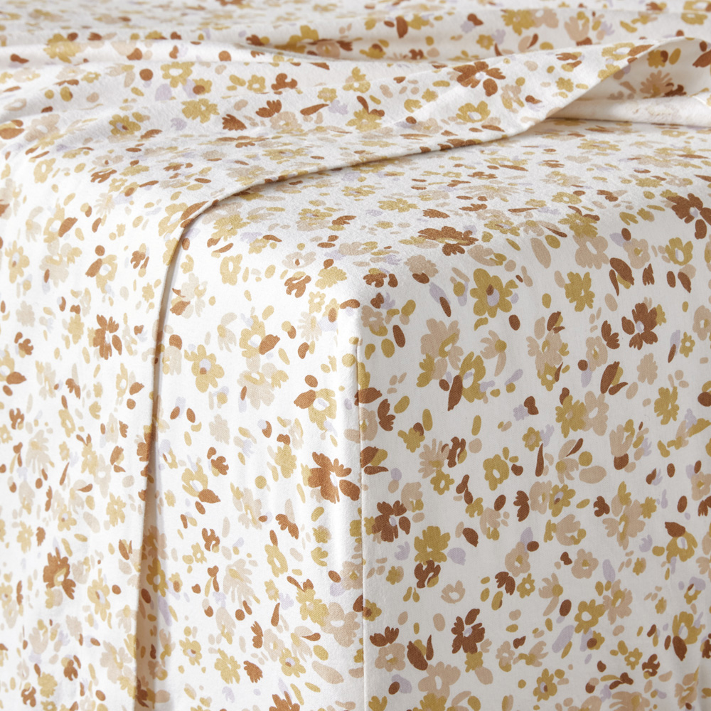 Flannelette Printed Autumn Bloom White Sheet Set Adairs