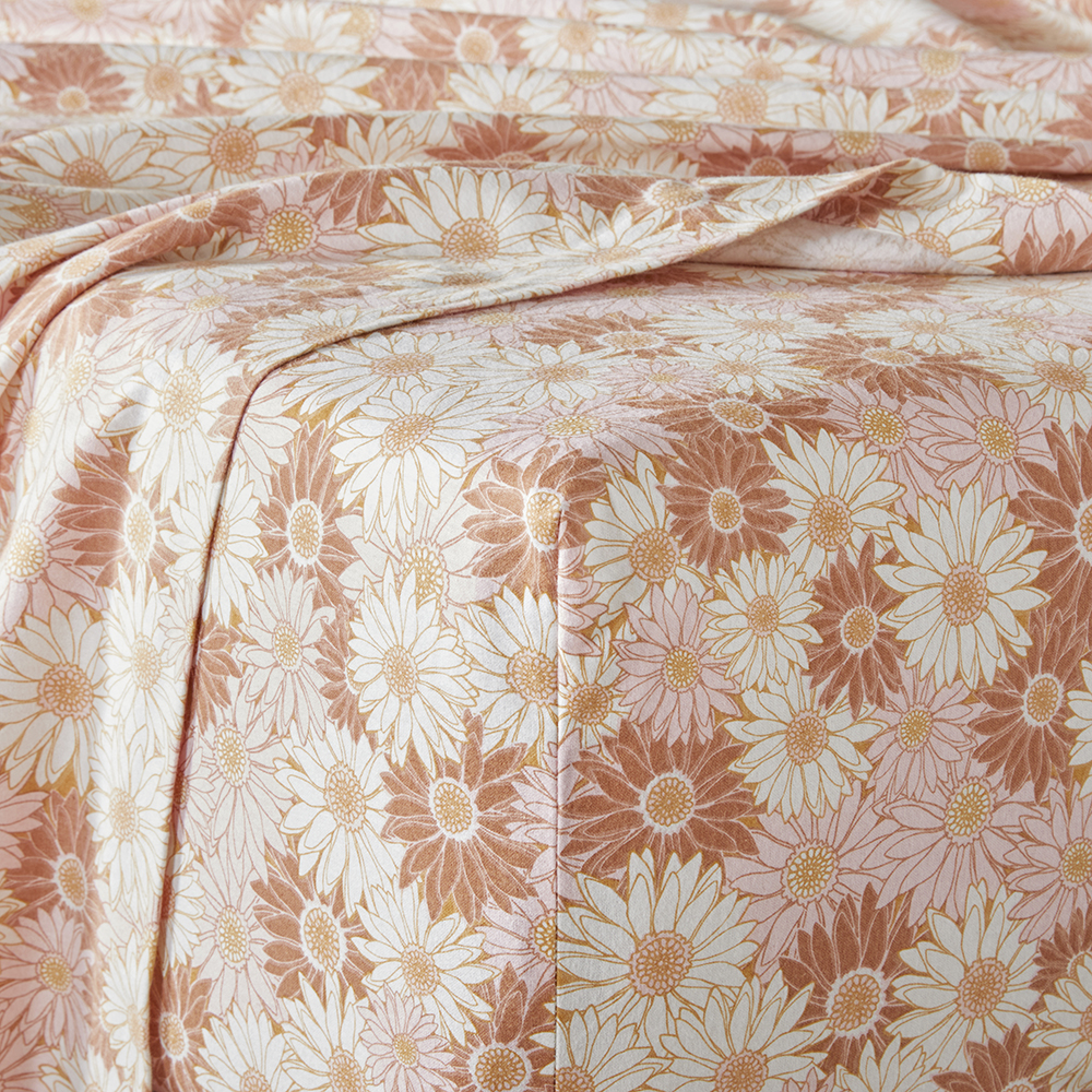 Flannelette Printed Daisy Dreams Pink Sheet Set Adairs