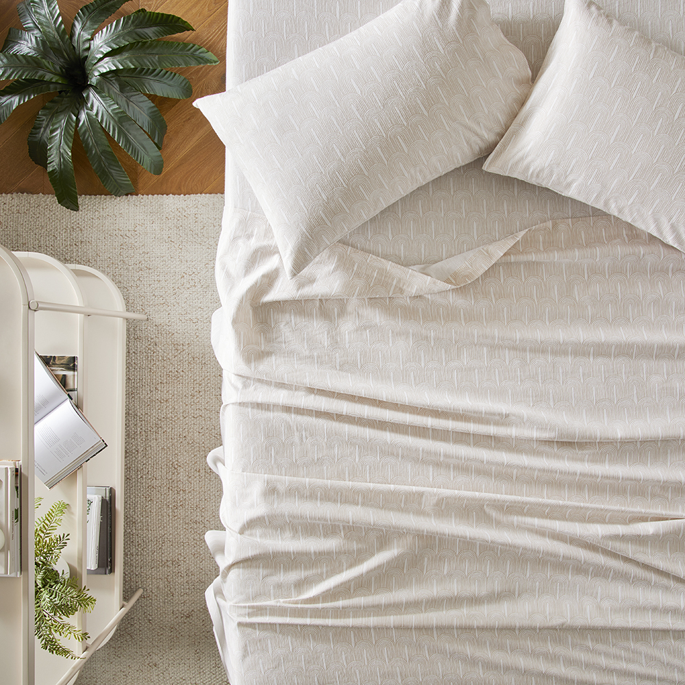 Flannelette Printed Arches Sand Sheet Set | Adairs