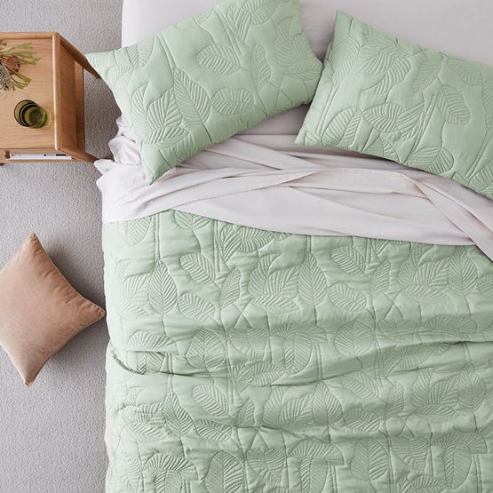 Lily Pad Quilted Green Quilt Cover Set + Separates