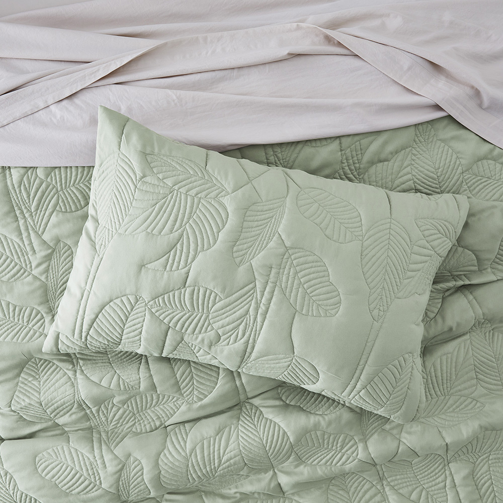 Lily Pad Quilted Green Quilt Cover Set + Separates Adairs