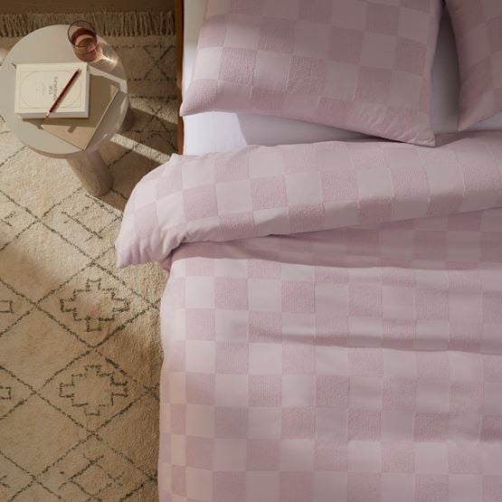 Checkerboard Lilac Quilt Cover Set
