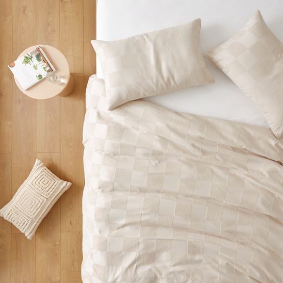 Checkerboard Natural Quilt Cover Set + Separates