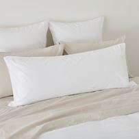 Stonewashed Cotton White Bolster Pillowcase