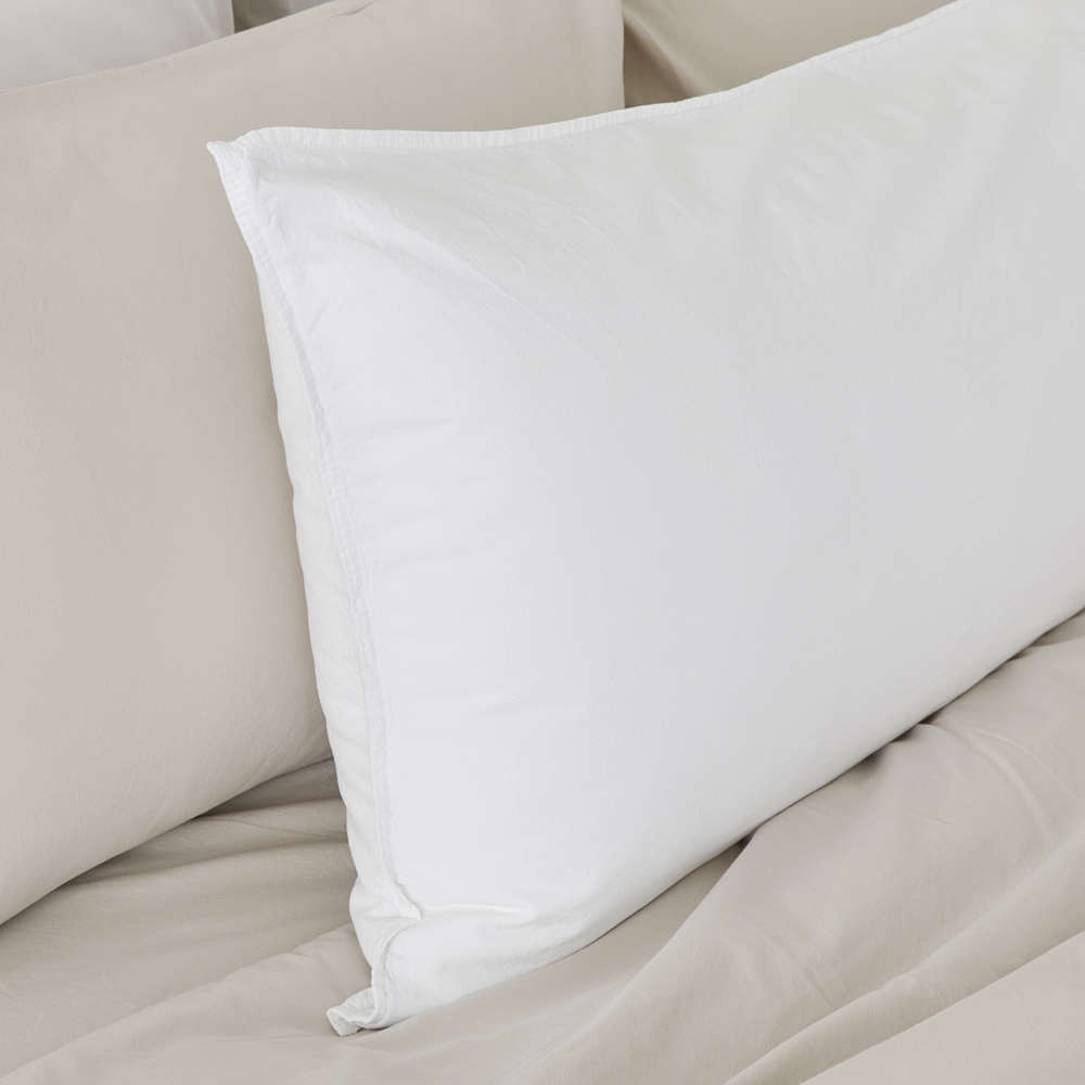 Stonewashed Cotton White Bolster Pillowcase Adairs
