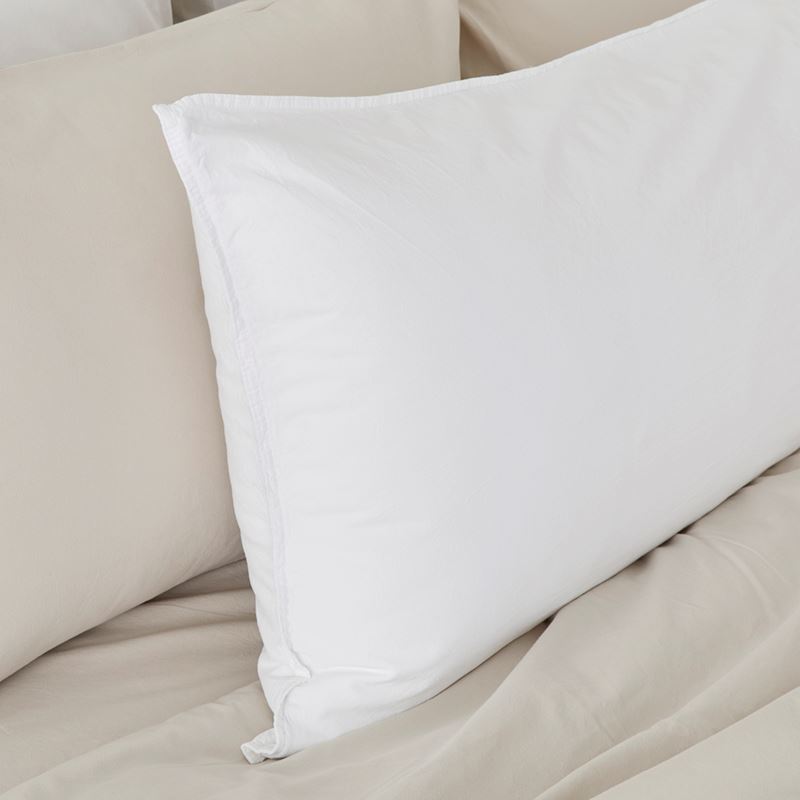 Stonewashed Cotton White Bolster Pillowcase