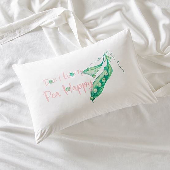 Don't Worry Pea Happy Text Pillowcase