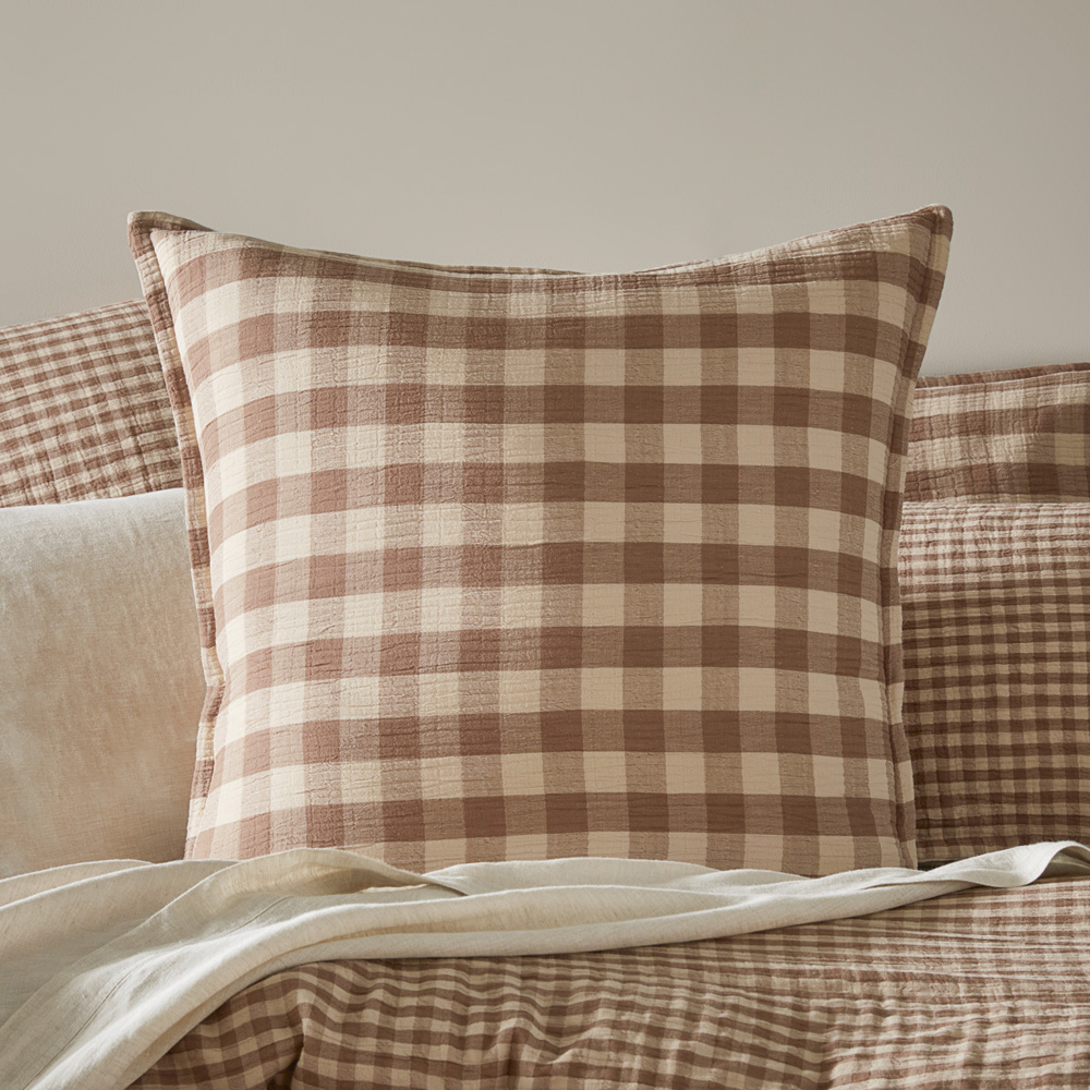 New York Cappuccino Check Pillowcases Adairs