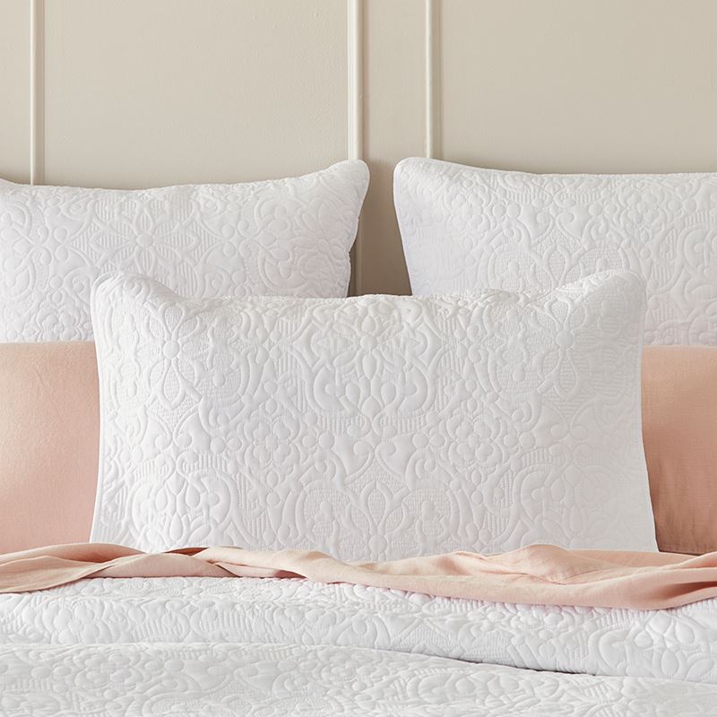 Chloe Quilted White Pillowcase