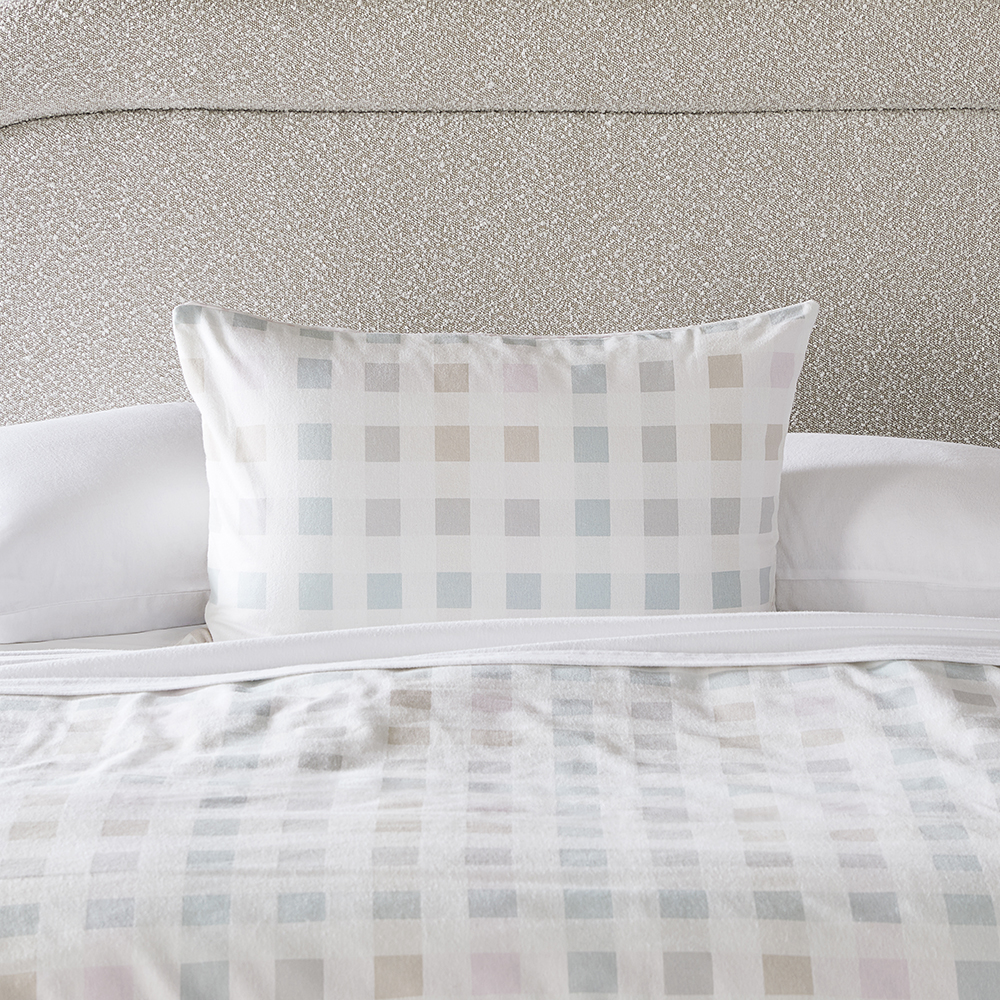 Flannelette Printed Natural Check Quilt Cover Set Adairs