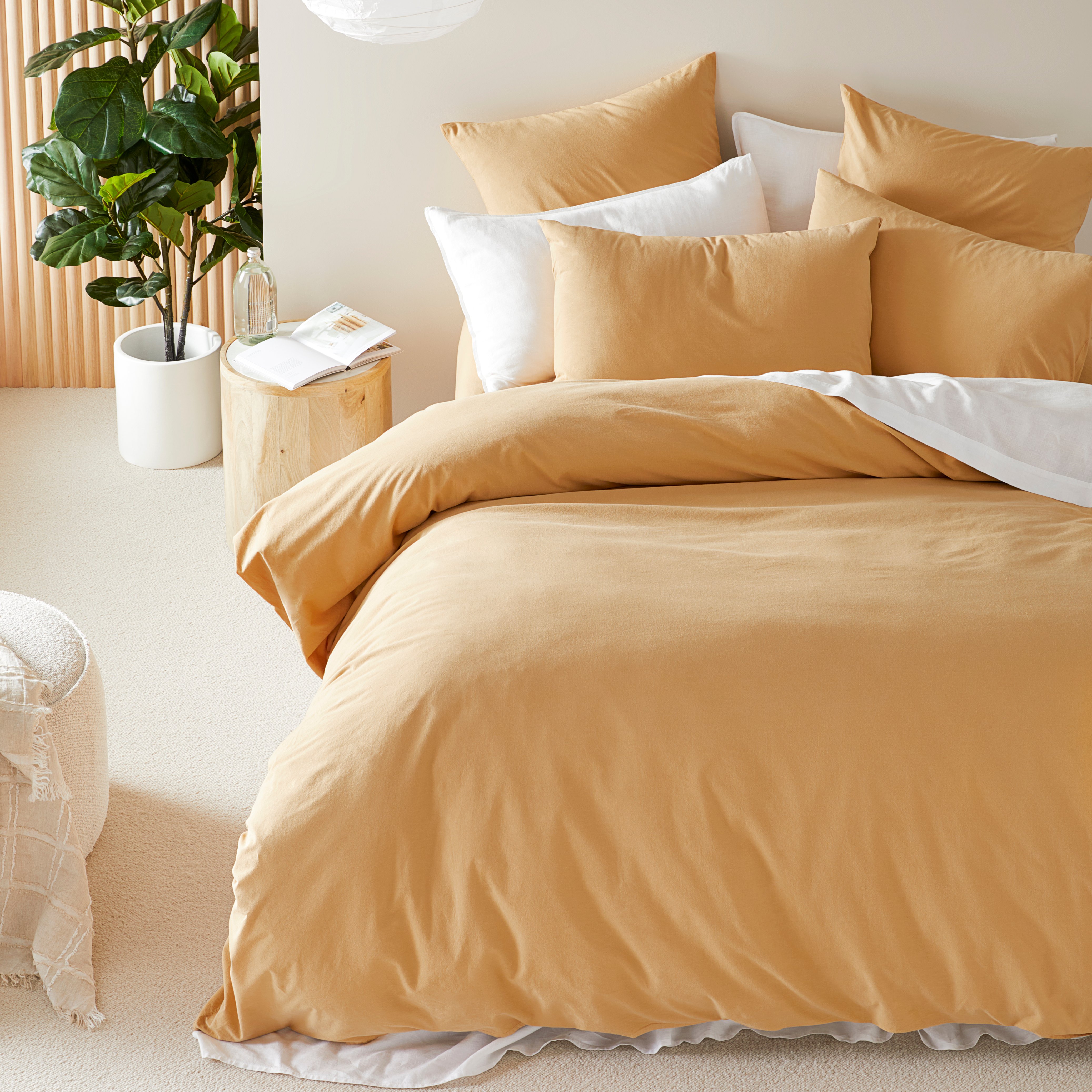 Stonewashed Cotton Gold Pillowcases Adairs