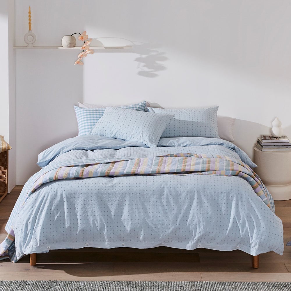 Remi Soft Blue Quilt Cover Set + Separates Adairs