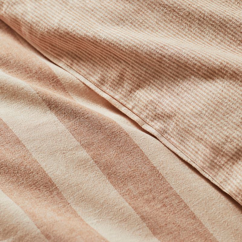 Vintage Washed Linen Cotton Latte Stripe Quilt Cover Set + Separates