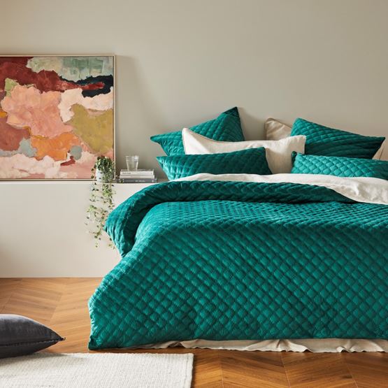 Verona Velvet Quilted Peacock Quilt Cover Separates