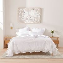 Stonewashed Cotton Ruffle White Quilt Cover Separates