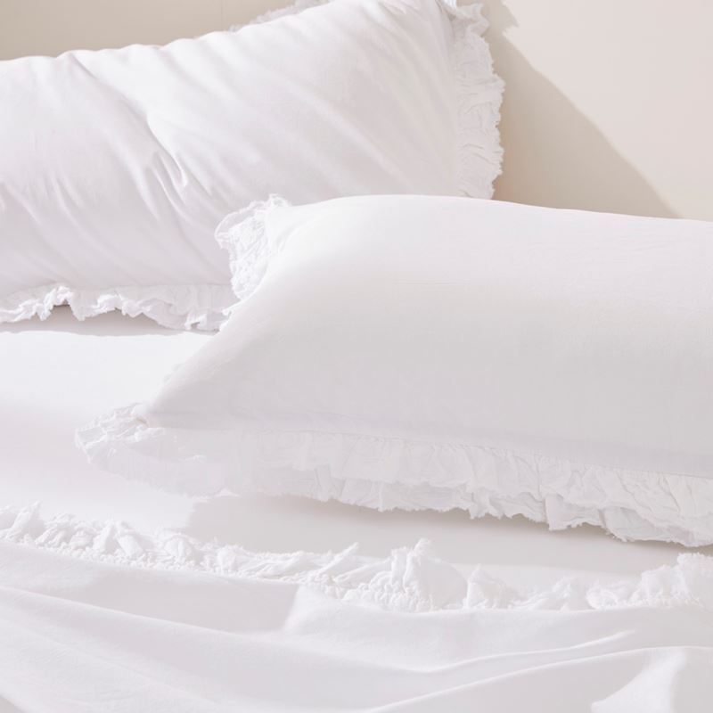 Stonewashed Cotton Ruffle White Quilt Cover Separates