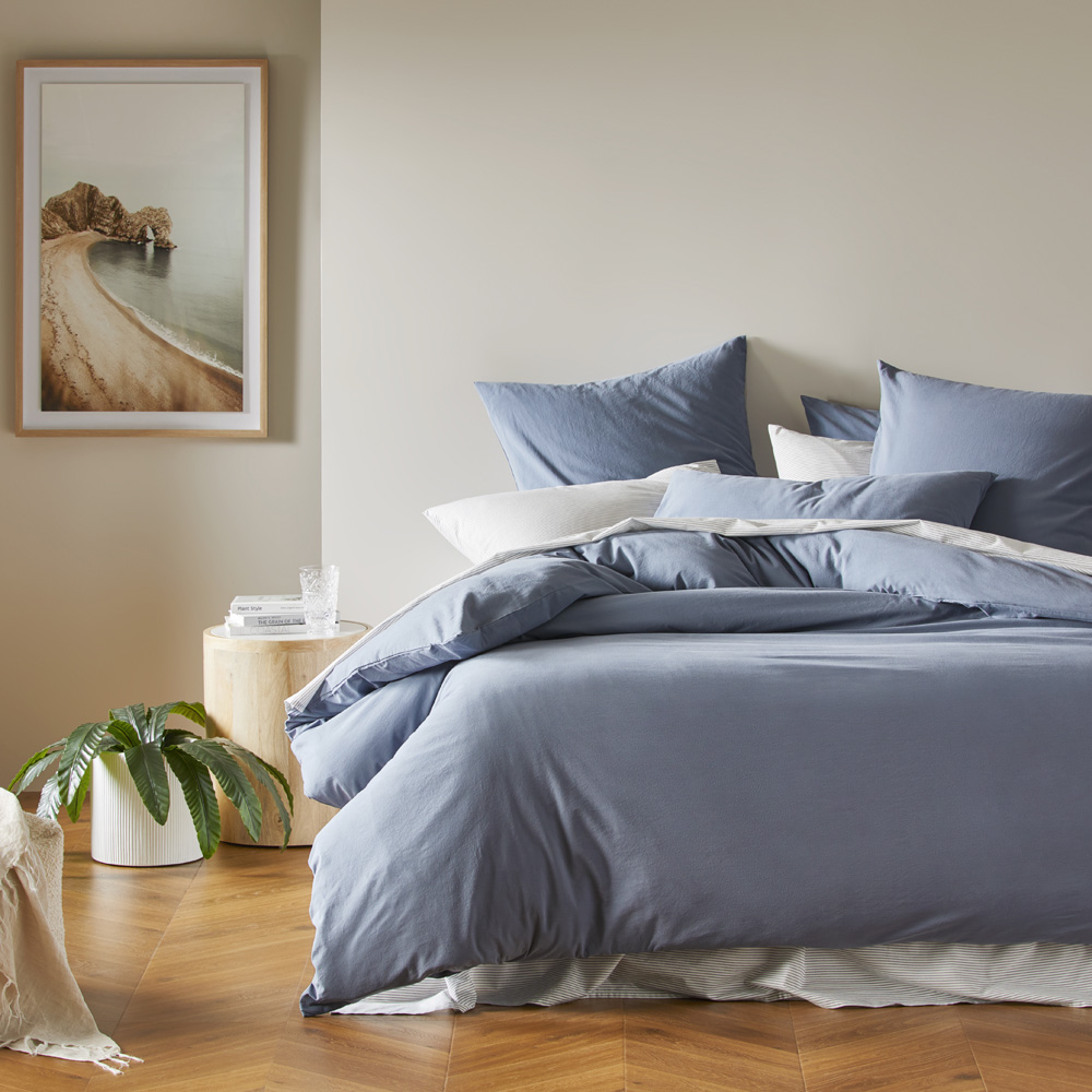 Stonewashed Cotton Storm Blue Quilt Cover Separates Adairs
