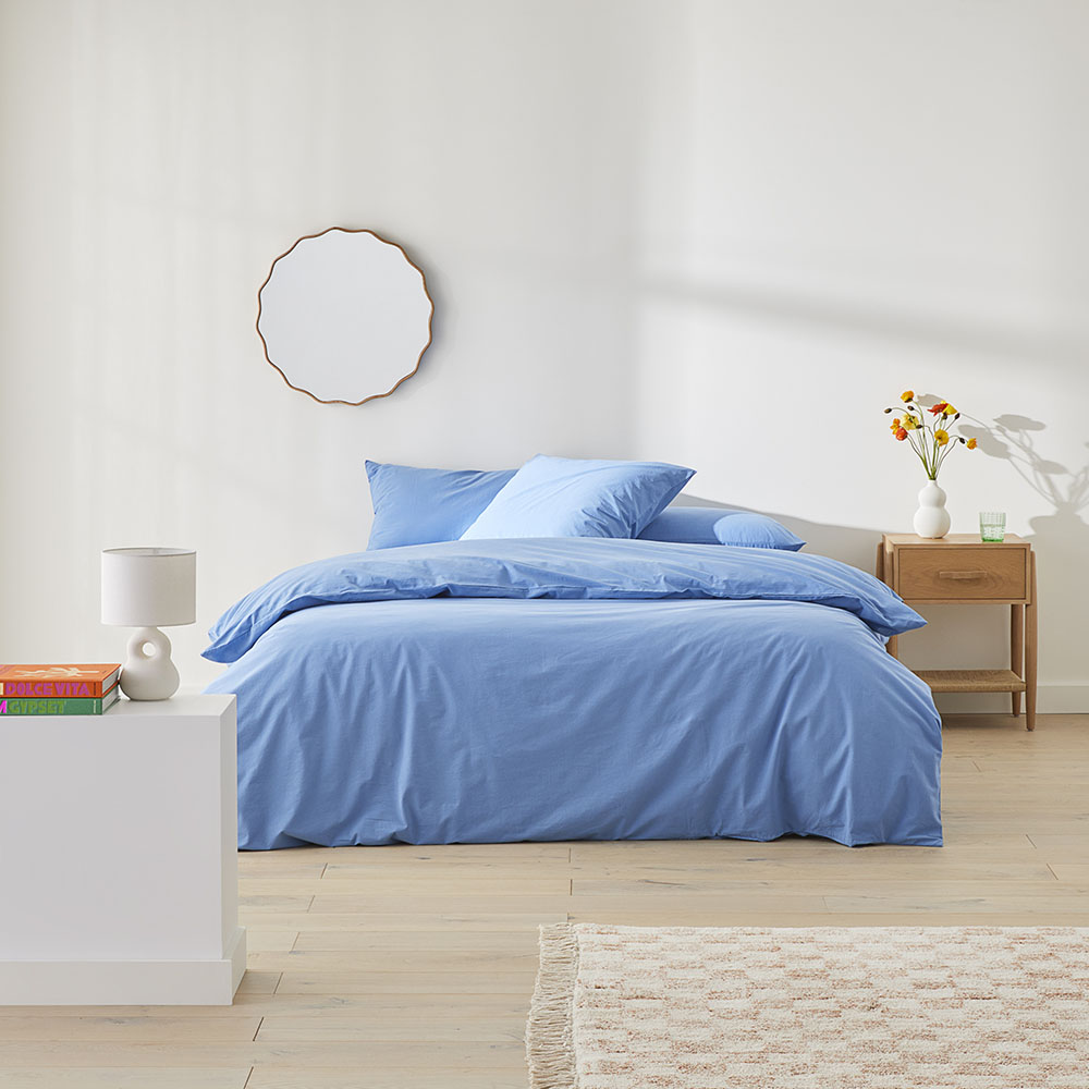 Stonewashed Cotton French Blue Quilt Cover Separates Adairs