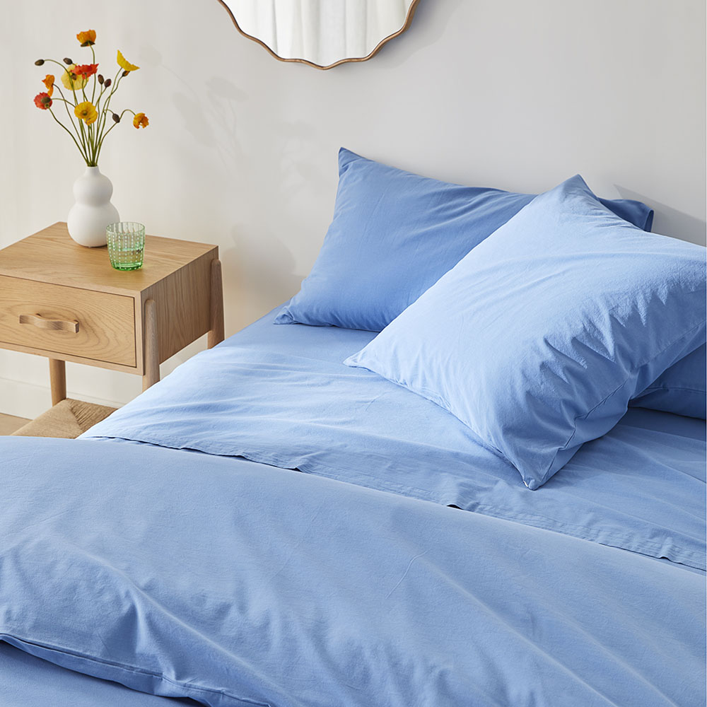Stonewashed Cotton French Blue Quilt Cover Separates Adairs