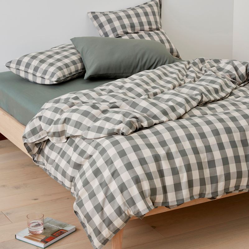 Bamboo Linen Cypress Check Quilt Cover Separates