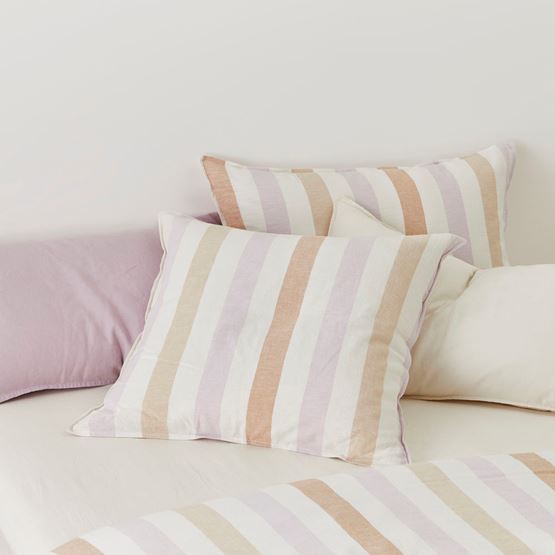 Vintage Washed Linen Cotton Lilac Stripe Pillowcases