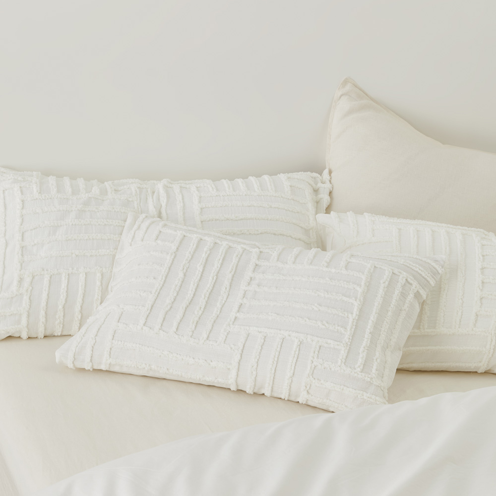 Drew White Tufted Pillowcases Bedroom Adairs