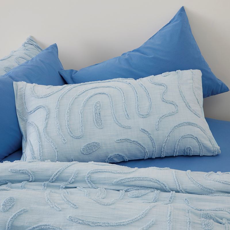 Swirl Sky Blue Tufted Pillowcases