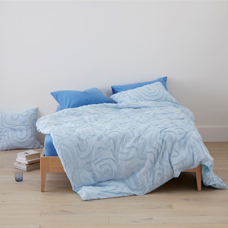 Swirl Sky Blue Tufted Pillowcases