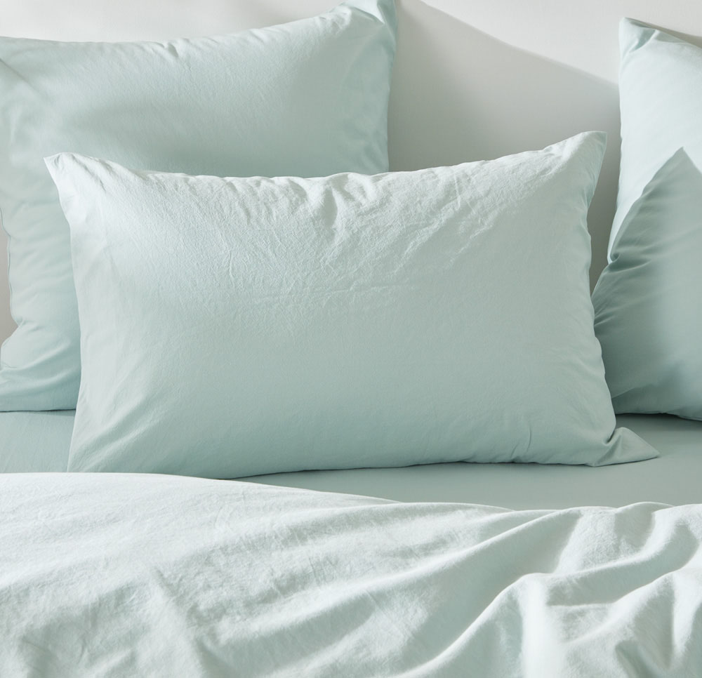 Stonewashed Cotton Mint Pillowcases Adairs