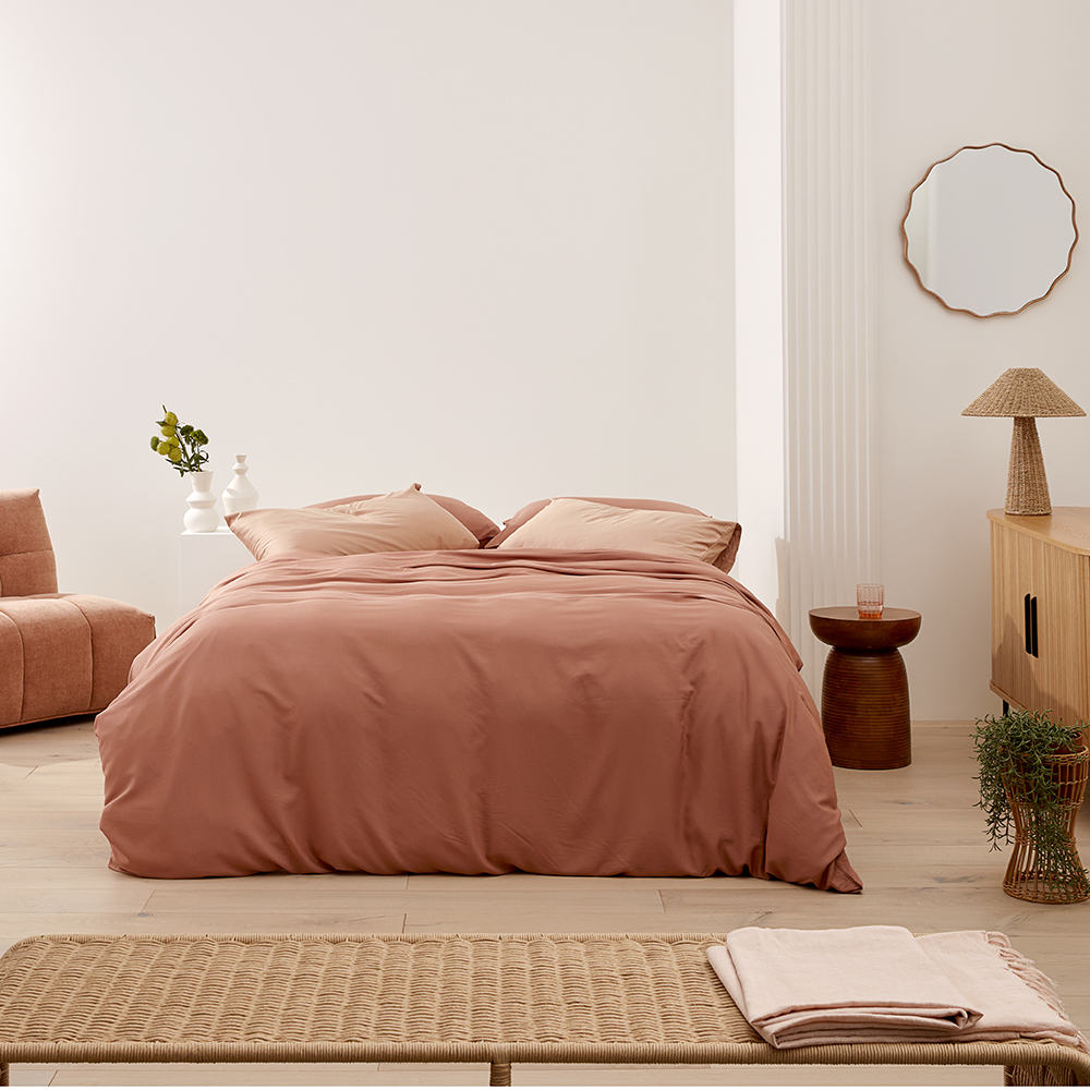 Bamboo Linen Twin Needle Earth Quilt Cover Separates | Adairs