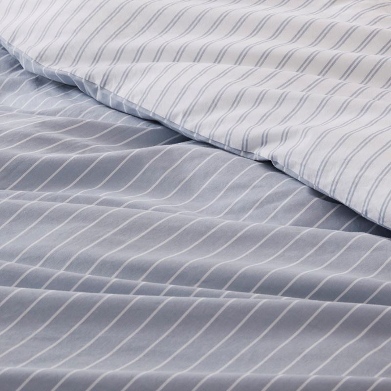 Stonewashed Cotton Blue Stripe Quilt Cover Separates