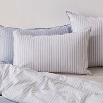 Stonewashed Cotton Blue Stripe Pillowcases