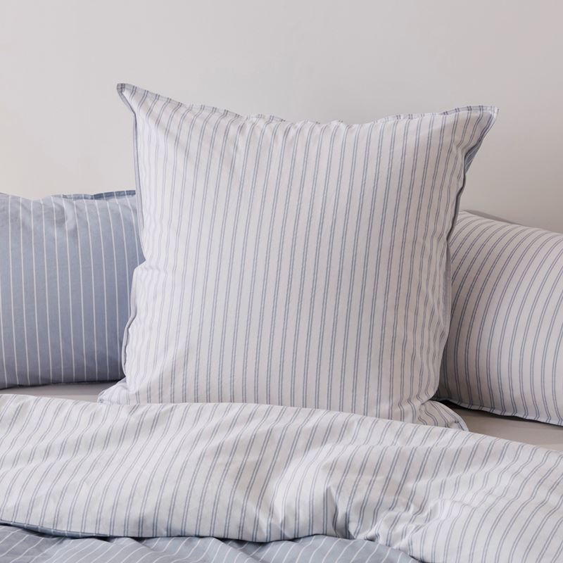 Stonewashed Cotton Blue Stripe Pillowcases