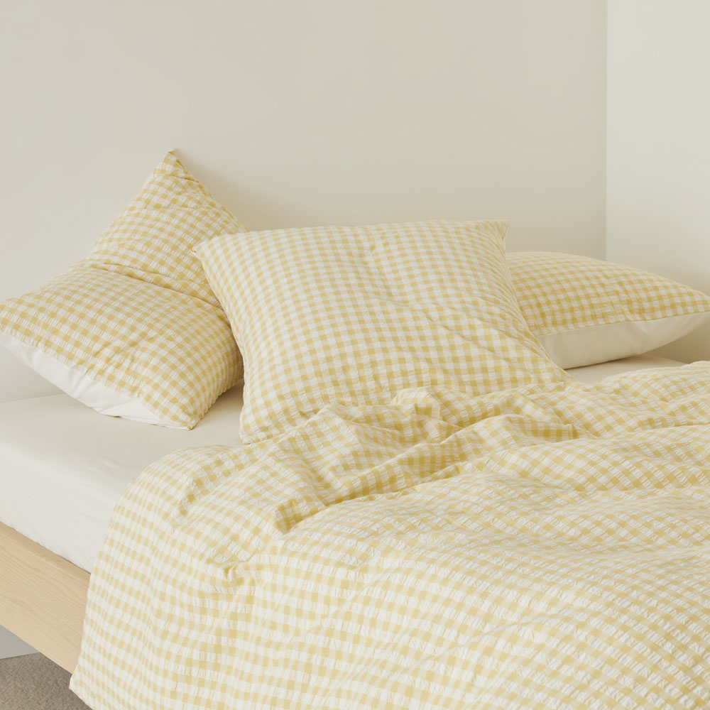 Talia French Butter Check Quilt Cover Set + Separates | Adairs