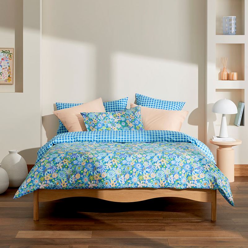 Sia Marine Blue Floral Pillowcases