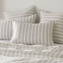 Vintage Washed Linen Fine Onyx & White Stripe Pillowcases