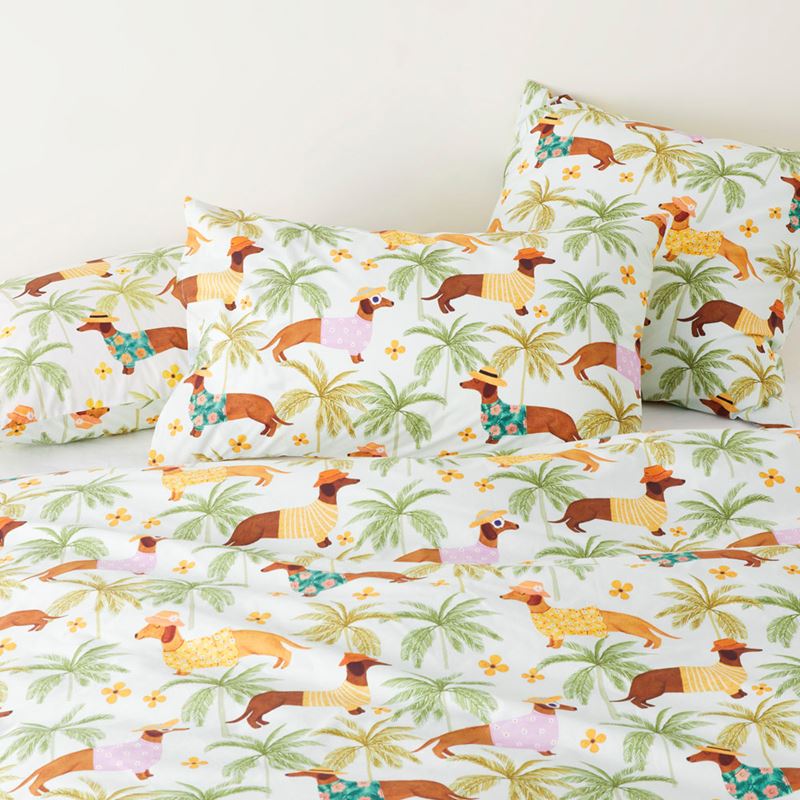 Summertime Dachshund Green Quilt Cover Set + Separates