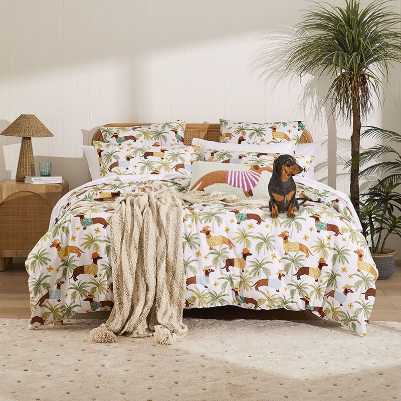 Summertime Dachshund Green Quilt Cover Set + Separates
