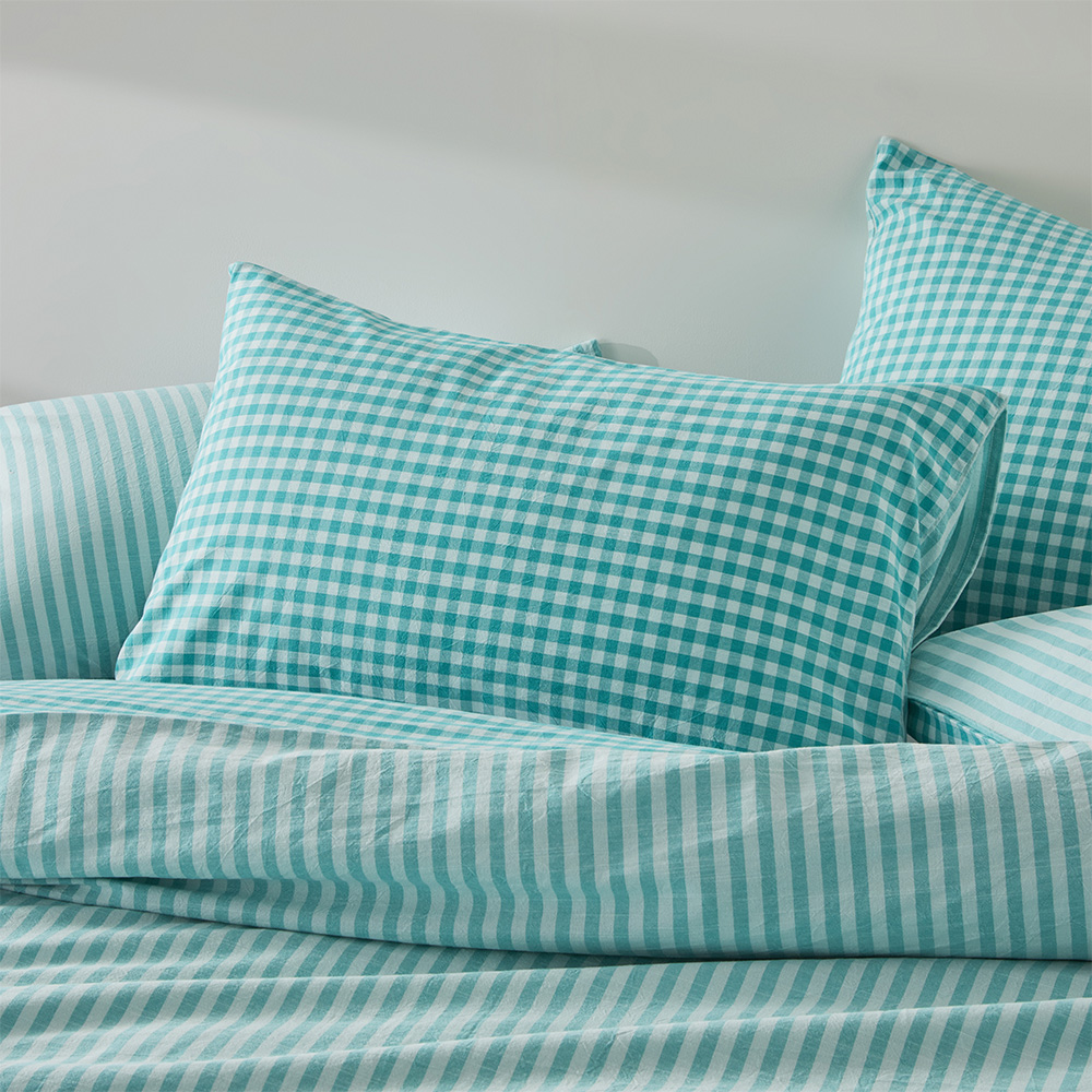Carrie Aquamarine Gingham Pillowcases Adairs