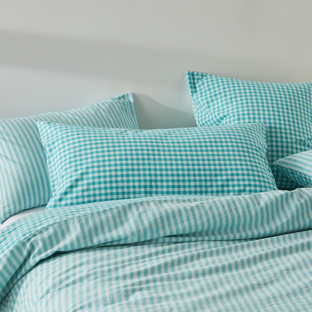 Carrie Aquamarine Gingham Pillowcases Adairs
